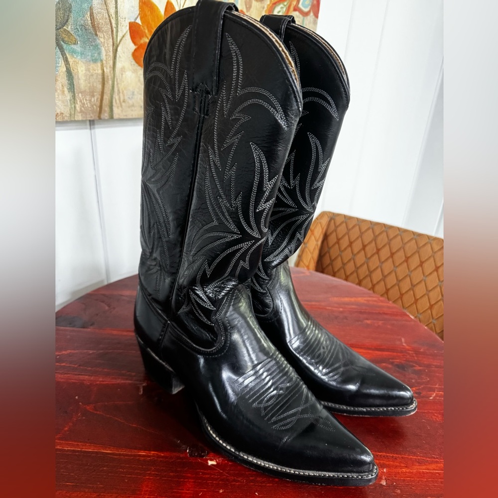 Imperial Black Leather Western Boots
